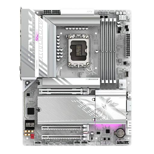 Gigabyte X870 AORUS ELITE WIFI7 ICE AMD AM5 Socket Motherboard, ATX, 4x DDR5 Slots, 4x M.2 Sockets, 3x USB-C Port, Fitted I/O Shield, 2.5GbE LAN, Wi-Fi 7, 2x HDMI Port / 2x USB-C (USB4)-Motherboards-Gigante Computers