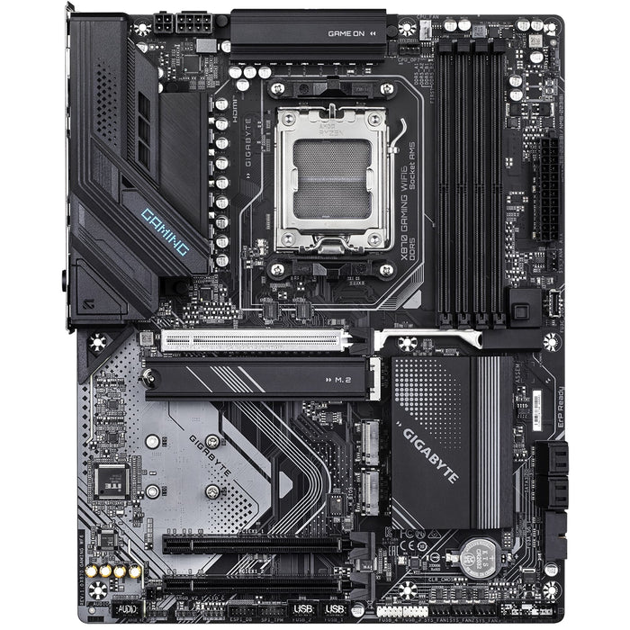 Gigabyte X870 GAMING WIFI6 AMD AM5 Socket Motherboard, ATX, 4x DDR5 Slots, 3x M.2 Sockets, 3x USB-C Port, Fitted I/O Shield, 2.5GbE LAN, Wi-Fi 6, 1x HDMI Port / 2x USB-C (USB4)-Motherboards-Gigante Computers