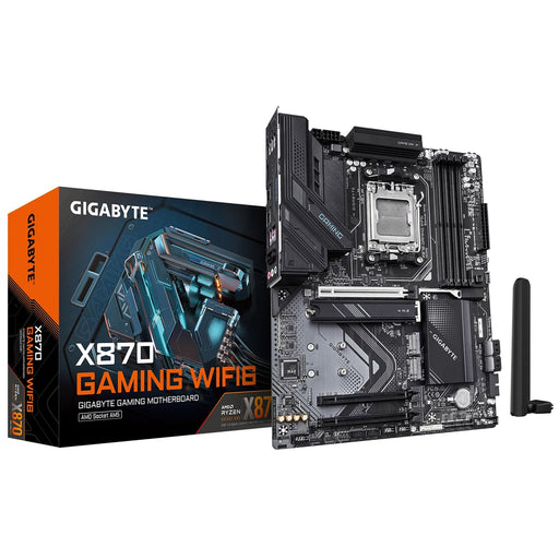 Gigabyte X870 GAMING WIFI6 AMD AM5 Socket Motherboard, ATX, 4x DDR5 Slots, 3x M.2 Sockets, 3x USB-C Port, Fitted I/O Shield, 2.5GbE LAN, Wi-Fi 6, 1x HDMI Port / 2x USB-C (USB4)-Motherboards-Gigante Computers
