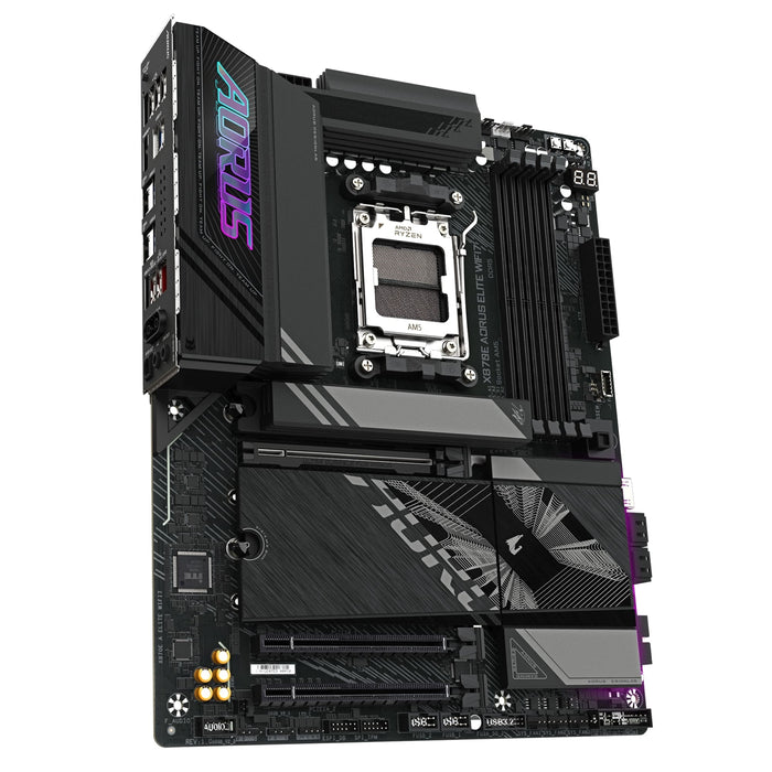 Gigabyte X870E AORUS ELITE WIFI7 AMD AM5 Socket Motherboard, ATX, 4x DDR5 Slots, 4x M.2 Sockets, 3x USB-C Port, Fitted I/O Shield, 2.5GbE LAN, Wi-Fi 7, 1x HDMI Port / 2x USB-C (USB4)-Motherboards-Gigante Computers