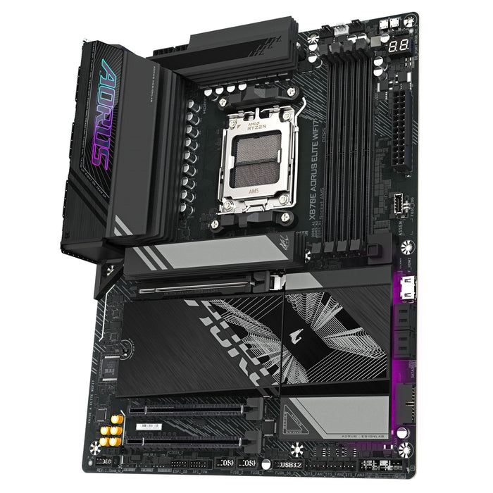 Gigabyte X870E AORUS ELITE WIFI7 AMD AM5 Socket Motherboard, ATX, 4x DDR5 Slots, 4x M.2 Sockets, 3x USB-C Port, Fitted I/O Shield, 2.5GbE LAN, Wi-Fi 7, 1x HDMI Port / 2x USB-C (USB4)-Motherboards-Gigante Computers