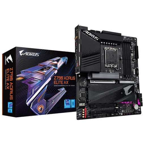 Gigabyte Z790 AORUS ELITE AX DDR5 Motherboard, Intel Socket 1700, 12/13th Gen, 1x PCIe 5.0 x16, 4x PCIe 4.0 x4, 1x PCIe 3.0 x4, USB 3.2 Gen 2x2 Type C, HDMI, DisplayPort, Q-Flash Plus-Motherboards-Gigante Computers