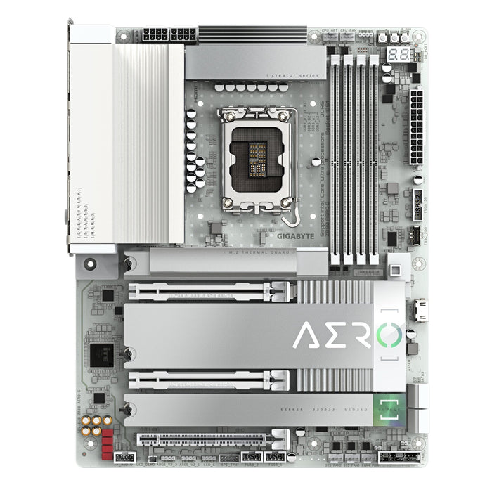 Gigabyte Z890 AERO G Intel 1851 Socket Motherboard, ATX, 4x DDR5 Slots, 5x M.2 Sockets, Fitted I/O Shield, 2x 2.5GbE LAN, Wi-Fi 7, 1x DisplayPort / 1x USB-C (USB4)-Motherboards-Gigante Computers