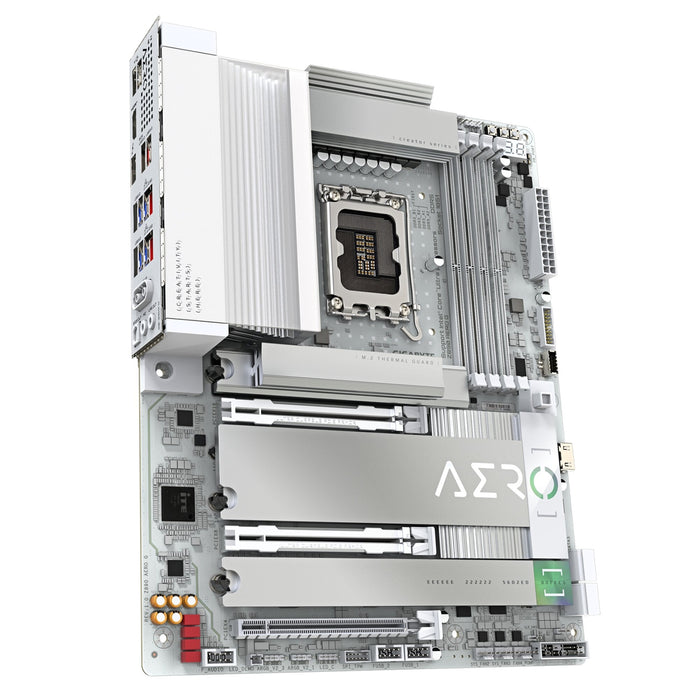 Gigabyte Z890 AERO G Intel 1851 Socket Motherboard, ATX, 4x DDR5 Slots, 5x M.2 Sockets, Fitted I/O Shield, 2x 2.5GbE LAN, Wi-Fi 7, 1x DisplayPort / 1x USB-C (USB4)-Motherboards-Gigante Computers