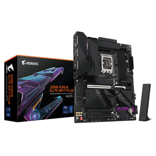 Gigabyte Z890 AORUS ELITE WIFI7 PLUS Intel 1851 Socket Motherboard, ATX, 4x DDR5 Slots, 4x M.2 Sockets, Fitted I/O Shield, 5GbE LAN, Wi-Fi 7, 1x DisplayPort / 1x USB-C (USB4)-Motherboards-Gigante Computers