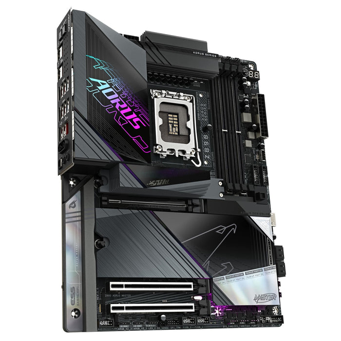 Gigabyte Z890 AORUS MASTER Intel 1851 Socket Motherboard, ATX, 4x DDR5 Slots, 5x M.2 Sockets, Fitted I/O Shield, 10GbE LAN, Wi-Fi 7, 2x USB-C (USB4)-Motherboards-Gigante Computers