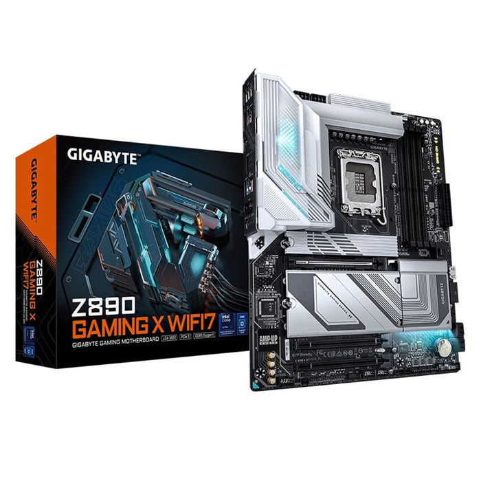 Gigabyte Z890 GAMING X WIFI7 Intel 1851 Socket Motherboard, ATX, 4x DDR5 Slots, 4x M.2 Sockets, 2x USB-C Port, Fitted I/O Shield, 2.5GbE LAN, Wi-Fi 7, 1x DisplayPort / 1x HDMI / 1x USB-C (USB4)-Motherboards-Gigante Computers