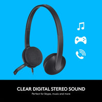 H340 Stereo Headset USB Plug-and-Play with Noise-Cancelling Mic-Speakers-Gigante Computers