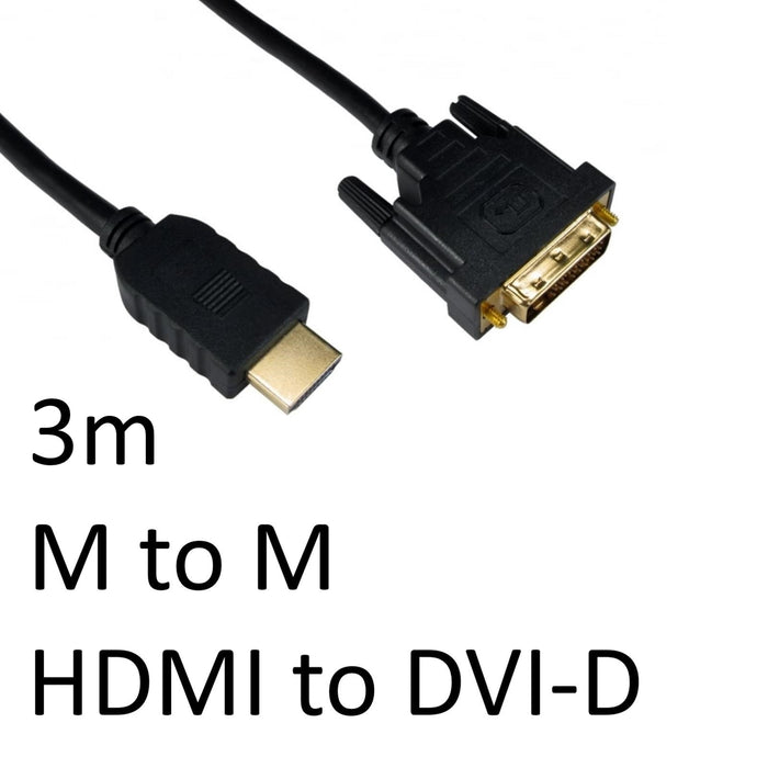 HDMI 1.4 (M) to DVI-D (M) 3m Black OEM Display Cable-Cables-Gigante Computers