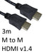 HDMI 1.4 (M) to HDMI 1.4 (M) 3m Black OEM Display Cable-External-Gigante Computers