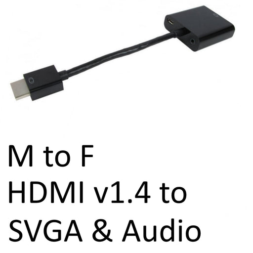 HDMI 1.4 (M) to SVGA Audio (F) Black OEM Converter Adapter-External-Gigante Computers
