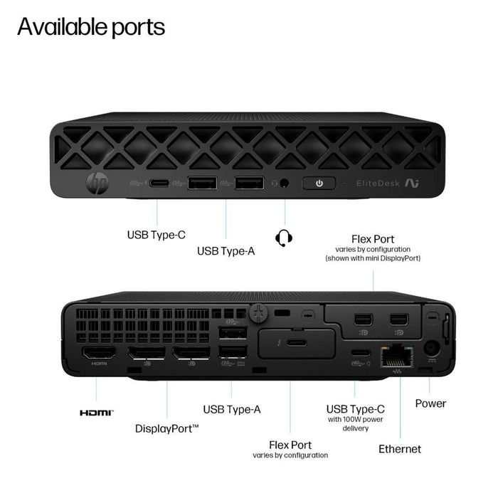 HP EliteDesk 8 G1a Mini Next Gen Copilot+ PC 998X8ET#ABU, AMD Ryzen Al 5 340, 32GB RAM, 1TB SSD, AMD Radeon 840M Graphics, Windows 11 Pro-Pre-built systems-Gigante Computers