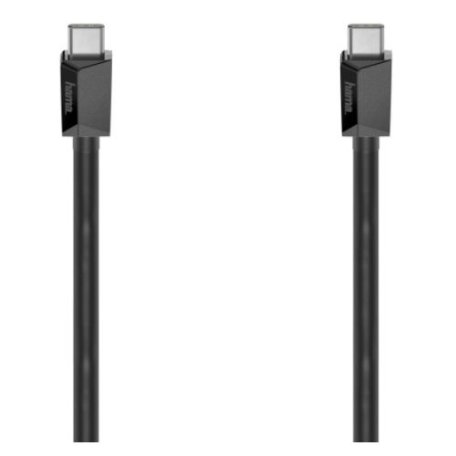 Hama 10Gbps USB-C to USB-C Charging Cable, E-Marker, USB 3.2 Gen2, 5A, 100W, 2 Metre, Black-USB-Gigante Computers