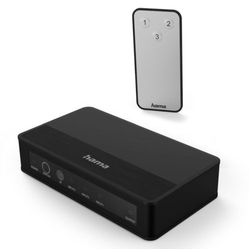 Hama 3x1 4K-HDMI Switch with Remote Control, 3 Inputs, 1 Output, Aluminium-Display/Visual-Gigante Computers