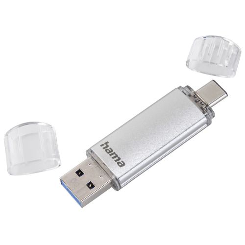 Hama C-Laeta 16GB USB-A/USB-C Memory Pen, Metal Casing, OTG, 40MB/s, Silver-USB Pen Drives-Gigante Computers