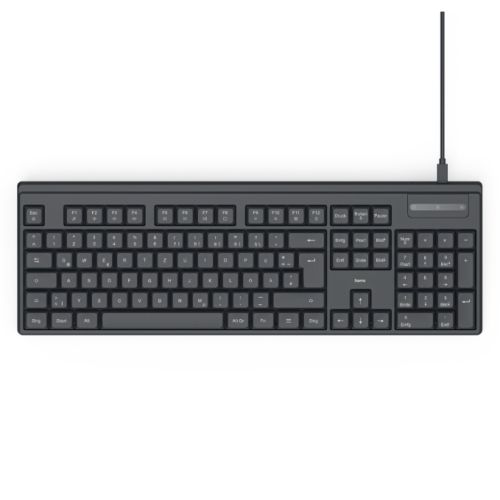 Hama CK-100 Wired USB Multimedia Keyboard, AI Assistant, Quiet Keys, Detachable Cable, Black-Keyboards-Gigante Computers