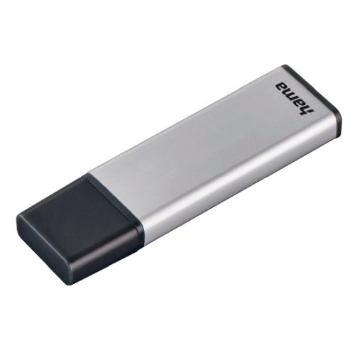 Hama Classic 16GB USB 3.0 Memory Pen, Aluminium, Cap, Keyring, 70MB/s, Black/Silver-USB Pen Drives-Gigante Computers