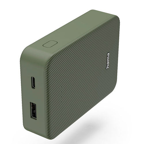 Hama Colour 10 Green 10000mAh Fast Charge Powerbank, USB-A & USB-C, LED Capacity Indicator-Powerbanks / Chargers-Gigante Computers