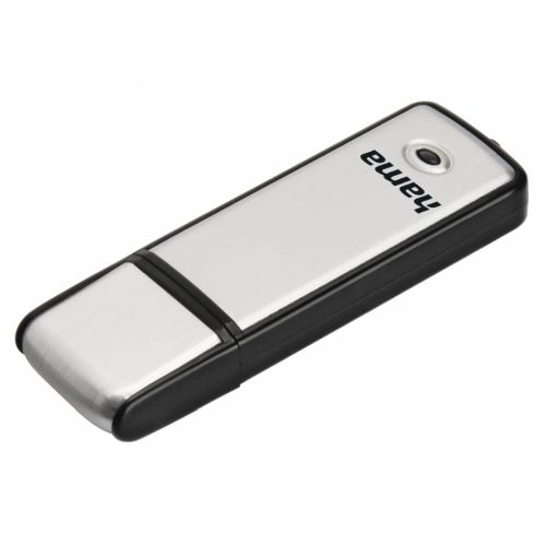 Hama Fancy 16GB USB 2.0 Memory Pen, Brushed Aluminium, Cap, Keyring, Black/Silver-USB Pen Drives-Gigante Computers