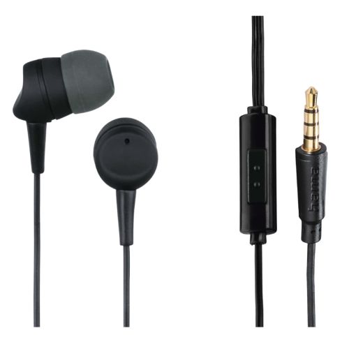Hama (Kooky) In-Ear Earset, 3.5mm Jack, Inline Microphone, Answer Button, Cable Kink Protection-Headsets-Gigante Computers
