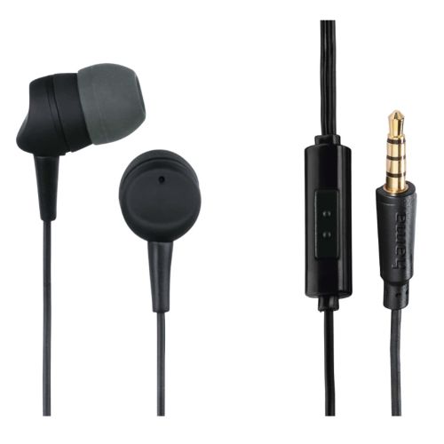 Hama Kooky In-Ear Earset, 3.5mm Jack, Inline Microphone, Answer Button, Cable Kink Protection-Headsets-Gigante Computers