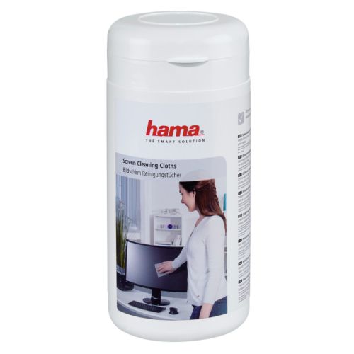 Hama Moist Screen Cleaning Cloths, Fleece, x100 in Dispenser Tub-Cleaning Products-Gigante Computers