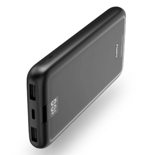 Hama Performance 10 10000mAh Fast Charge Powerbank, 2x USB-A & USB-C, LED Capacity Indicator, Grey-Powerbanks / Chargers-Gigante Computers