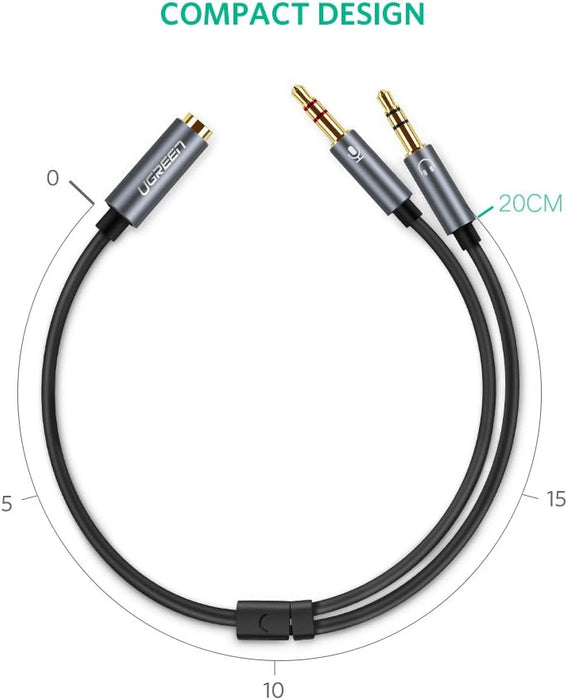 Headphone Mic Splitter 2 Way Braided 3.5mm Jack Audio Adapter-Audio-Gigante Computers