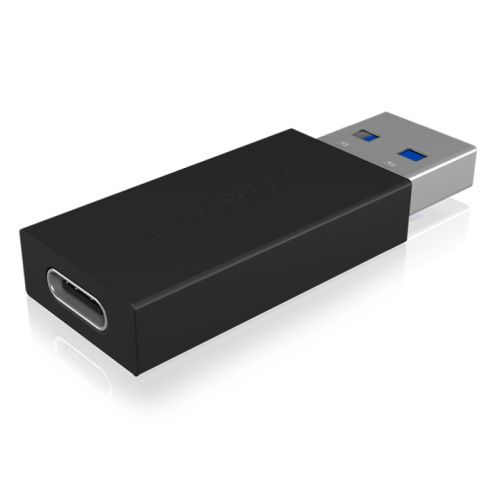 Icy Box USB 3.1 Gen2 Type-A Male to USB Type-C Female Converter Dongle, Black-USB-Gigante Computers