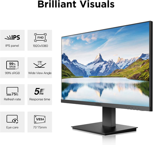 KOORUI 24" FHD Monitor 1080P IPS 75Hz - Refurbished-Monitors-Gigante Computers