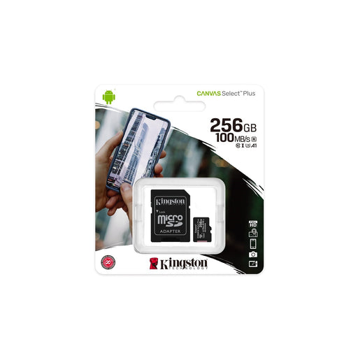 Kingston 256GB Canvas Select Plus Micro SDXC Card with SD Adapter, Class 10-Memory Cards-Gigante Computers