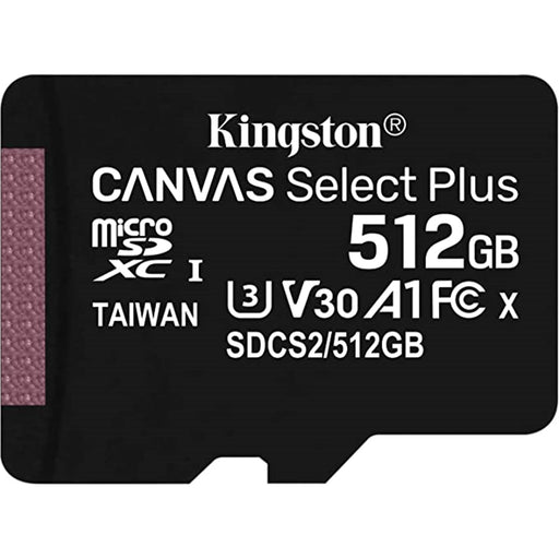 Kingston 512GB Canvas Select Plus Micro SD Card with SD Adapter, UHS-I Class 10 with A1 App Performance-Memory Cards-Gigante Computers