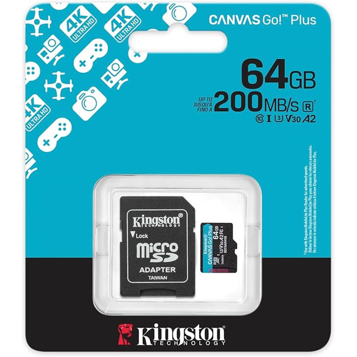 Kingston Canvas Go! Plus SDCG4/256GB 256GB Micro SD Card, UHS-1 (U3)-Memory-Gigante Computers