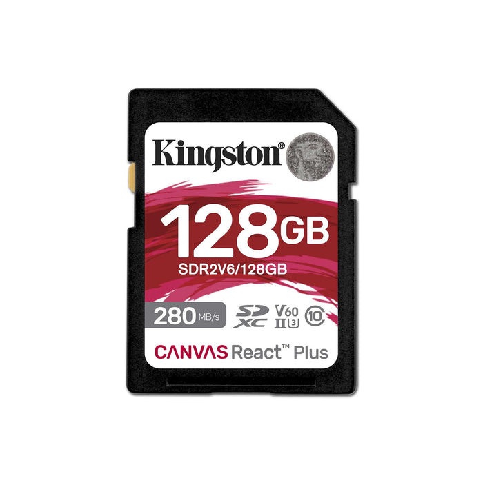 Kingston Canvas React Plus V60 128GB Memory Card, 4K, UHS-II, 280MB/s R, 150MB/s W-Memory-Gigante Computers