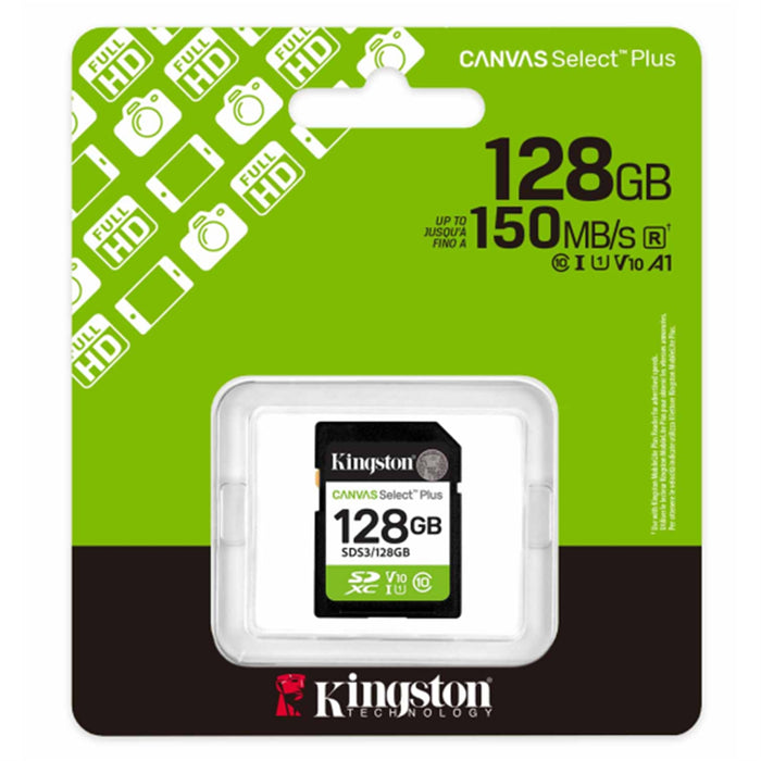 Kingston Canvas Select Plus SDS3/128GB V30 128GB SD Class 10 UHS-I U3 Flash Card-Memory-Gigante Computers