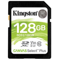 Kingston Canvas Select Plus V30 128GB SD Class 10 UHS-I U3 Flash Card-Memory-Gigante Computers