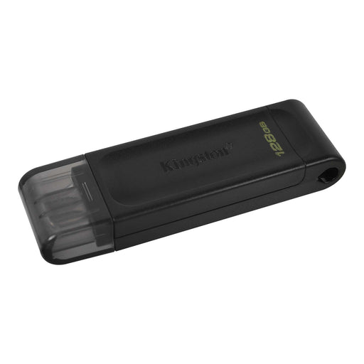 Kingston DT70/128GB DataTraveler 128GB USB Flash Drive, USB 3.2, USB-C, Gen1, 80MB/s, Cap Design, Black, Retail.-USB Memory-Gigante Computers