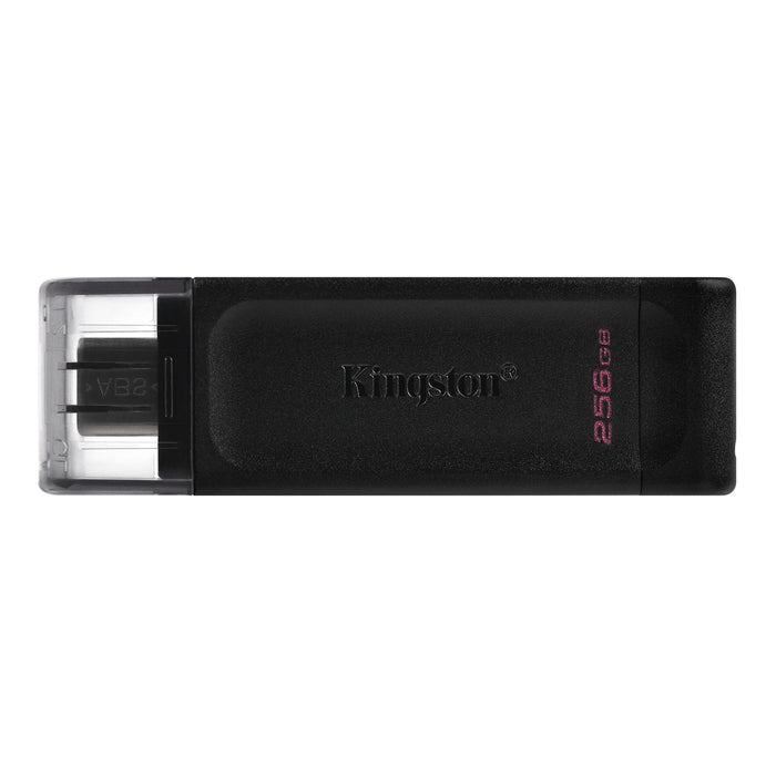 Kingston DT70/256GB DataTraveler 256GB USB Flash Drive, USB 3.2, USB-C, Gen1, 80MB/s, Cap Design, Black, Retail.-Memory-Gigante Computers