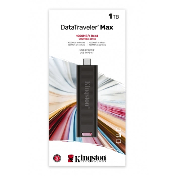 Kingston DTMAX/1TB DataTraveler Max Type C Flash Drive, USB3.2, Gen2, 1000MB/s, Black, Retail Boxed-USB Memory-Gigante Computers