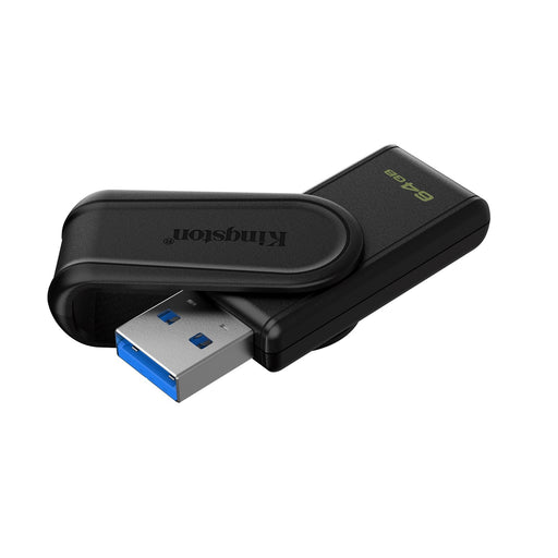 Kingston DataTraveler Exodia S DTXS/64GB USB Flash Drive, 64GB, USB 3.2, Black, Swivel Cap Design-Memory-Gigante Computers