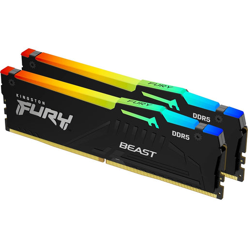 Kingston FURY Beast KF552C40BBAK2-32 Gaming System Memory, DIMM, DDR5, 5200MHz, RGB, 32GB (2 x 16Gb), Black Heatsink, 288 Pin, 1.25v, CL40-Memory-Gigante Computers
