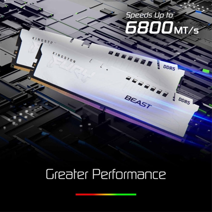 Kingston FURY Beast (KF560C36BWE2-16) 16GB System Memory, 6000MT/s, DDR5, CL36, DIMM, White-Memory-Gigante Computers