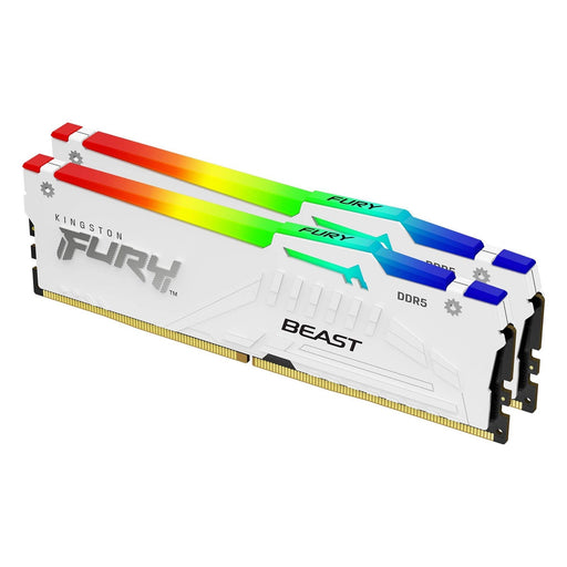 Kingston FURY Beast White RGB Kit, 32 GB (2 x 16GB), DDR5, 5600MHz, Unbuffered, 288-pin, DIMM, CL36, 1.25v-Memory-Gigante Computers