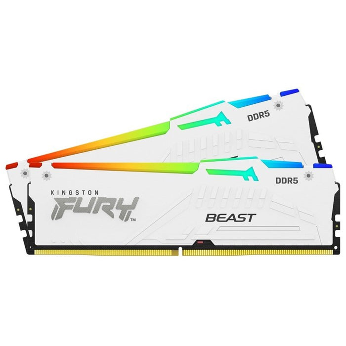 Kingston FURY Beast White RGB Kit, 32 GB (2 x 16GB), DDR5, 5600MHz, Unbuffered, 288-pin, DIMM, CL36, 1.25v-Memory - Desktop-Gigante Computers