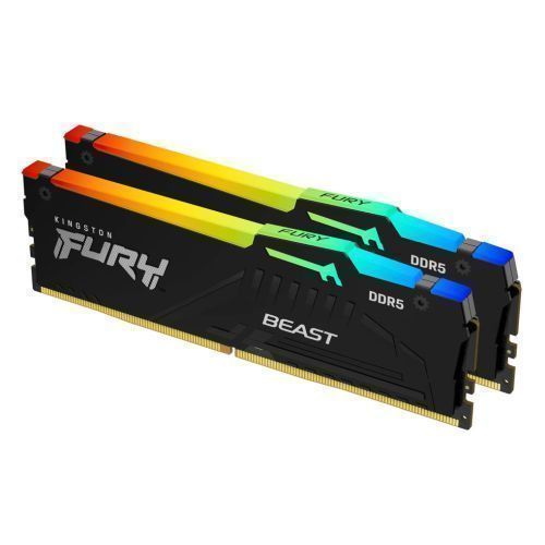 Kingston Fury Beast RGB 64GB Kit (2 x 32GB), DDR5, 6000MHz, CL36, 1.35V, ECC, PMIC, AMD EXPO & Intel XMP 3.0, Black, DIMM Memory-Memory - Desktop-Gigante Computers