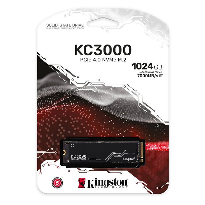 Kingston KC3000 (SKC3000S/1024G) 1TB NVME M.2 PCIe 4.0 NVMe SSD, Read 7000MB/s, Write 6000MB/s, 5 Year Warranty-Hard Drives-Gigante Computers