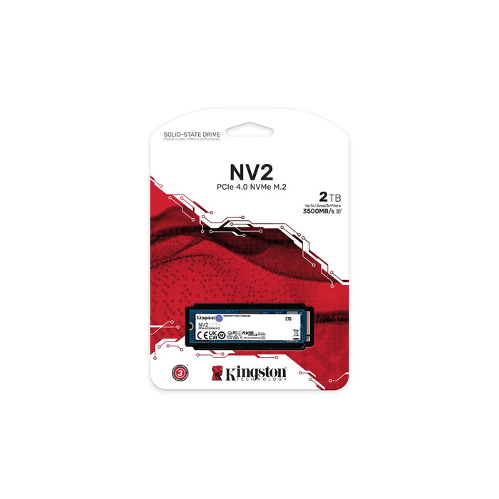 Kingston NV2 (SNV2S/2000G) 2TB NVMe M.2 Interface, PCIe 2280 SSD, Read 3500 MB/s, Write 2800 MB/s, 3 Year Warranty-Hard Drives-Gigante Computers