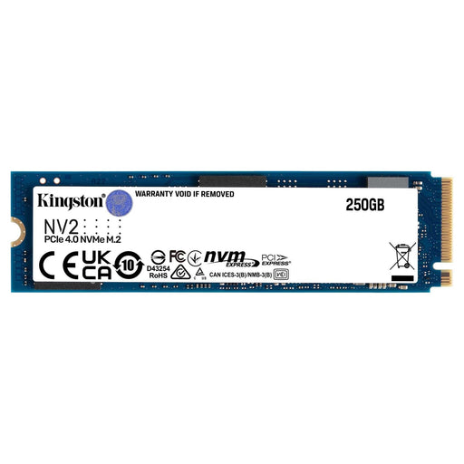 Kingston NV2 (SNV2S/250G) 250GB NVMe M.2 Interface, PCIe 2280 SSD, Read 3000 MB/s, Write 1300 MB/s, 3 Year Warranty-Hard Drives-Gigante Computers