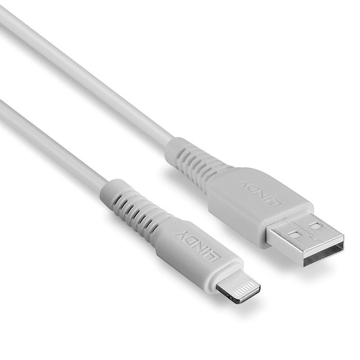 LINDY 2M USB to lightning cable, White, MIFI Certified.-Cables-Gigante Computers