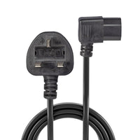 LINDY 30446 1m UK 3 Pin Plug to Right Angled IEC C13 Mains Power Cable, Black, Fully moulded with 5A fuse, 10 year warranty-Cables-Gigante Computers